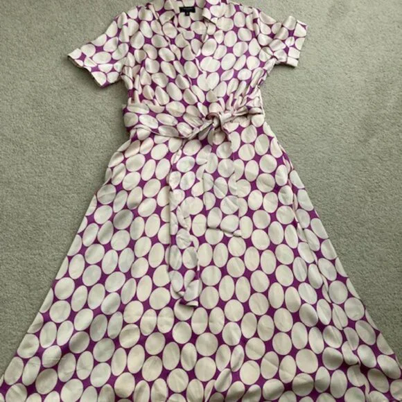 Tahari Polka Dot Short Sleeve Wrap Shirtdress - Picture 5 of 5